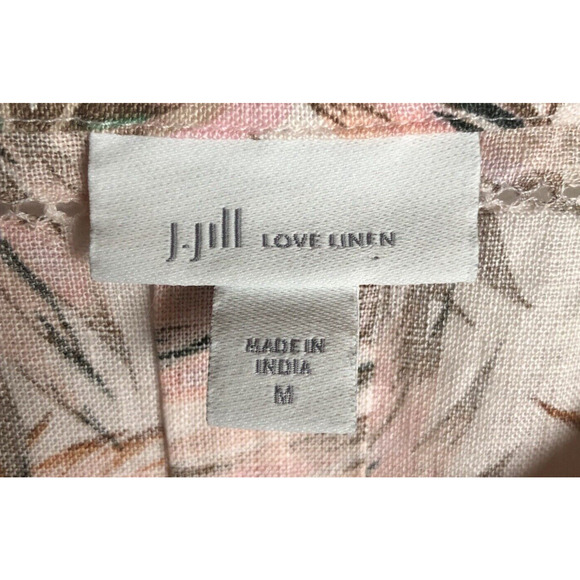 J.‎ JILL Love Linen Top Women's Sz M Tropical Tunic Pullover V-Neck 3/4 Flutter - Picture 3 of 11